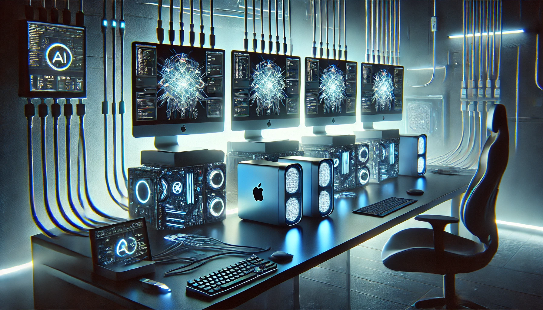 اتصال ۴ مک مینی با Thunderbolt 5 برای پردازش هوش مصنوعی
