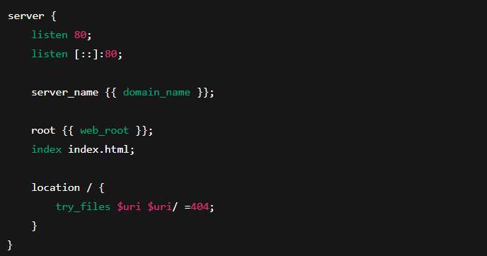 فایل static-site.conf.j2